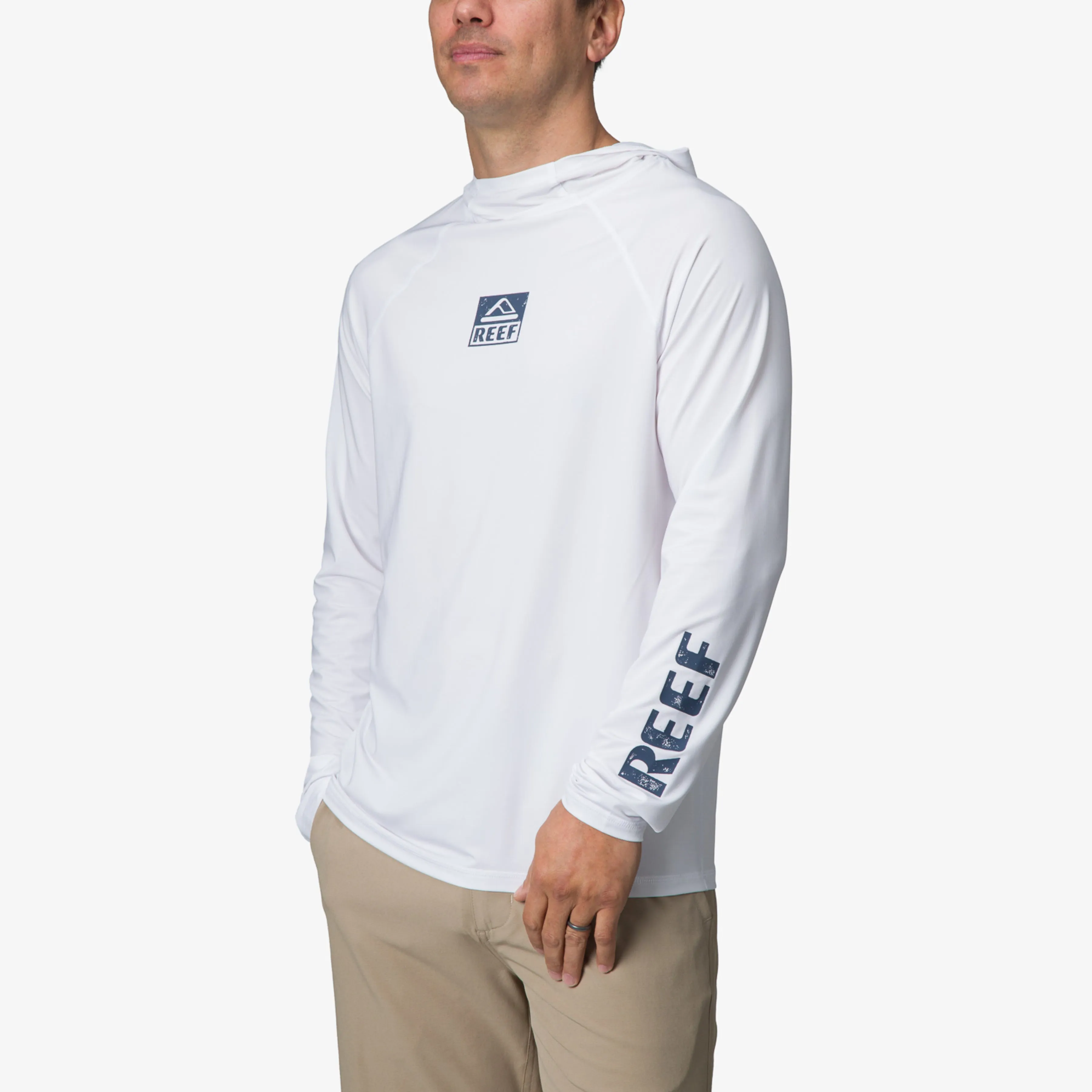 REEF Wellie Too Long Sleeve Hooded Surf Shirt 50 UPF